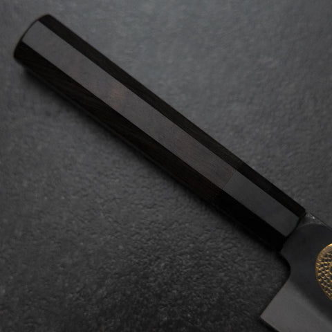 Gyuto Blue Steel #2 Kurouchi Chokin Dragon Buffalo Ebony Handle 210mm (Asamura) (8.3”)-[Musashi]-[Japanese-Kitchen-Knives]