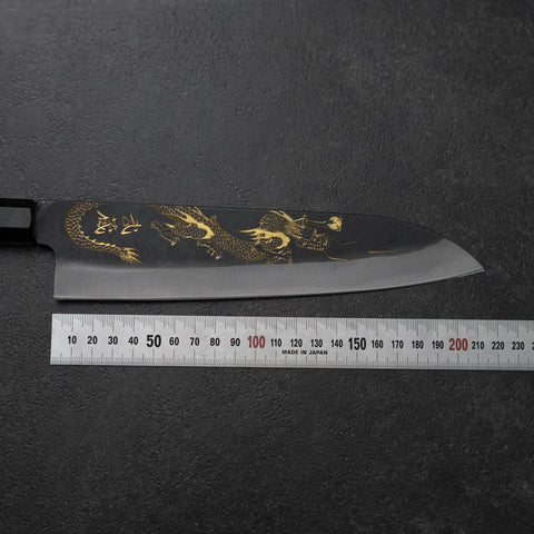 Gyuto Blue Steel #2 Kurouchi Chokin Dragon Buffalo Ebony Handle 210mm (Asamura) (8.3”)-[Musashi]-[Japanese-Kitchen-Knives]