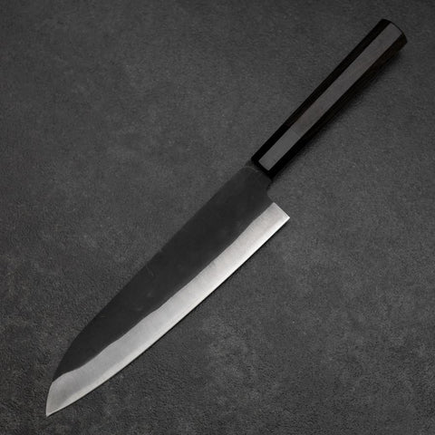 Gyuto Blue Steel #2 Kurouchi Chokin Hannya Buffalo Ebony Handle 210mm (8.3”)-[Musashi]-[Japanese-Kitchen-Knives]