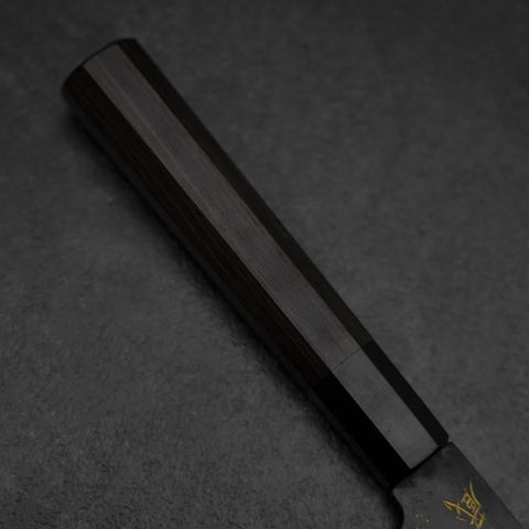 Gyuto Blue Steel #2 Kurouchi Chokin Koi Buffalo Ebony Handle 210mm (8.3”)-[Musashi]-[Japanese-Kitchen-Knives]