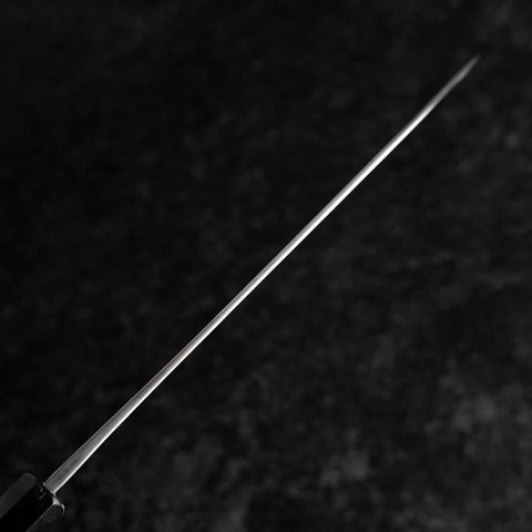 Gyuto Blue Steel #2 Kurouchi Chokin Samurai New-Moon Buffalo Ebony Handle 210mm (Asamura) (8.3”)-[Musashi]-[Japanese-Kitchen-Knives]