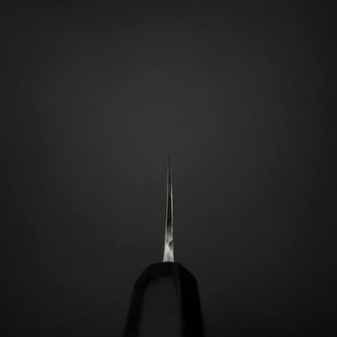 Gyuto Blue Steel #2 Kurouchi Stainless Clad Chokin Sakura-Fuji Buffalo Ebony Handle 210mm (8.3”)-[Musashi]-[Japanese-Kitchen-Knives]