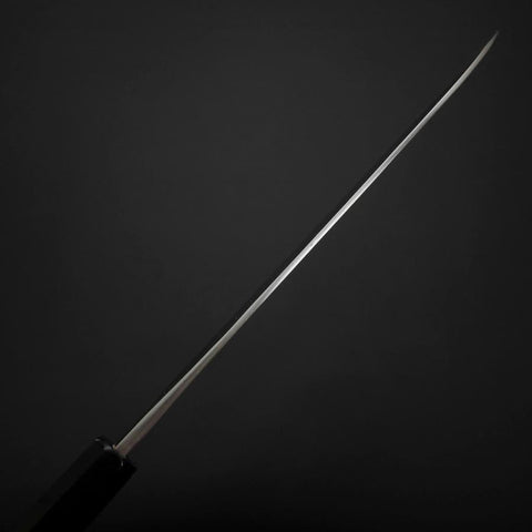 Gyuto Blue Steel #2 Kurouchi Stainless Clad Chokin Sakura-Fuji Buffalo Ebony Handle 210mm (8.3”)-[Musashi]-[Japanese-Kitchen-Knives]