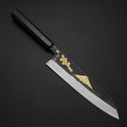 Gyuto Blue Steel #2 Kurouchi Stainless Clad Chokin Sakura-Fuji Buffalo Ebony Handle 210mm (8.3”)-[Musashi]-[Japanese-Kitchen-Knives]