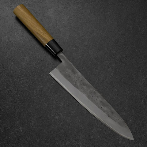 Gyuto Blue Steel #2 Nashiji Stainless Clad Yew Handle 210mm-[Musashi]-[Japanese-Kitchen-Knives]
