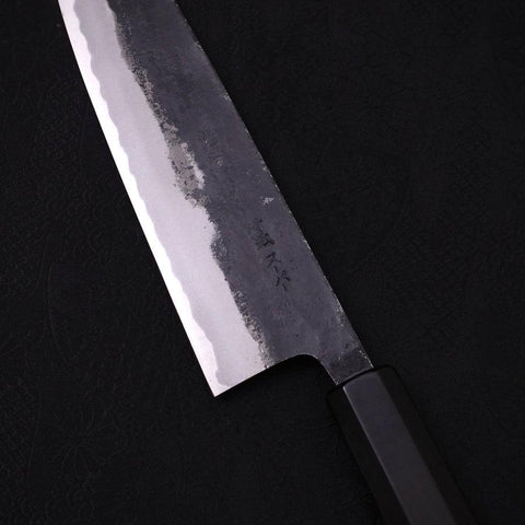 Gyuto Blue Super Kurouchi Buffalo Ebony Handle 180mm-[Musashi]-[Japanese-Kitchen-Knives]
