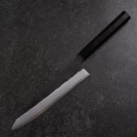 Gyuto Blue Super Kurouchi Damascus Buffalo Ebony Handle 210mm (8.3”)-[Musashi]-[Japanese-Kitchen-Knives]
