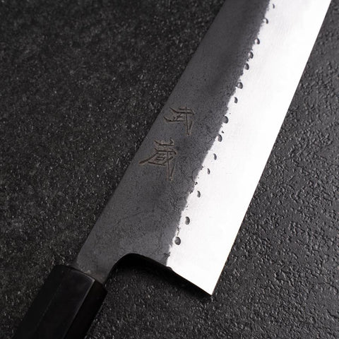 Gyuto Blue Super Kurouchi Damascus Buffalo Ebony Handle 210mm (8.3”)-[Musashi]-[Japanese-Kitchen-Knives]