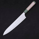 Gyuto Blue Super Polished Maple Green Handle 240mm-[Musashi]-[Japanese-Kitchen-Knives]