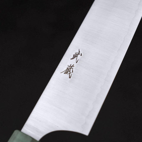 Gyuto Blue Super Polished Maple Green Handle 240mm-[Musashi]-[Japanese-Kitchen-Knives]