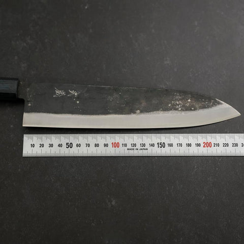 Gyuto Blue Steel #1 Kurouchi Dark Blue Urushi Handle 240mm-[Musashi]-[Japanese-Kitchen-Knives]