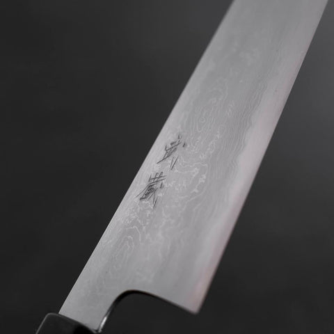 Gyuto Blue Steel #1 Suminagashi Buffalo Ebony Handle 180mm-[Musashi]-[Japanese-Kitchen-Knives]