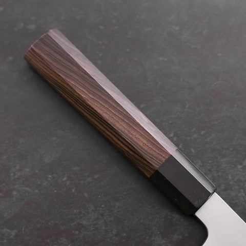 Gyuto Blue Steel #1 Suminagashi Buffalo Ebony Handle 180mm-[Musashi]-[Japanese-Kitchen-Knives]