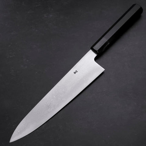 Gyuto Blue Steel #1 Suminagashi Buffalo Ebony Handle 240mm-[Musashi]-[Japanese-Kitchen-Knives]