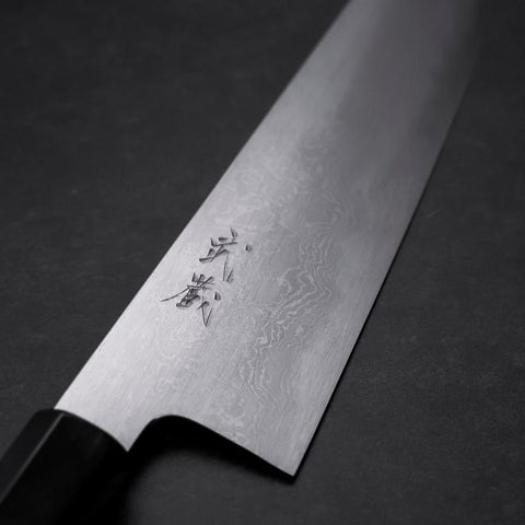 Gyuto Blue Steel #1 Suminagashi Buffalo Ebony Handle 240mm-[Musashi]-[Japanese-Kitchen-Knives]
