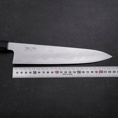 Gyuto Blue Steel #1 Suminagashi Buffalo Ebony Handle 240mm-[Musashi]-[Japanese-Kitchen-Knives]