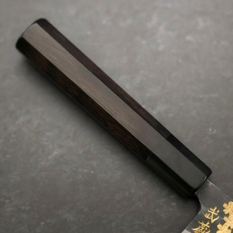 Gyuto Blue Steel #2 Chokin Kurouchi Sakura Fuji Buffalo Ebony Handle 210mm-[Musashi]-[Japanese-Kitchen-Knives]