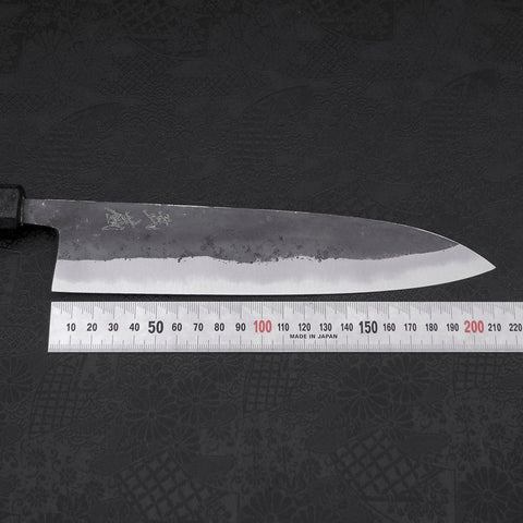 Gyuto Blue Steel #2 Kurouchi Black Ishime Urushi Handle 210M-[Musashi]-[Japanese-Kitchen-Knives]