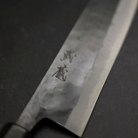 Gyuto Blue Steel #2 Kurouchi Buffalo Ebony Handle 210mm-[Musashi]-[Japanese-Kitchen-Knives]
