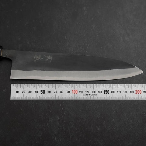 Gyuto Blue Steel #2 Kurouchi Buffalo Ebony Handle 210mm-[Musashi]-[Japanese-Kitchen-Knives]