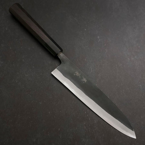 Gyuto Blue Steel #2 Kurouchi Buffalo Ebony Handle 210mm-[Musashi]-[Japanese-Kitchen-Knives]