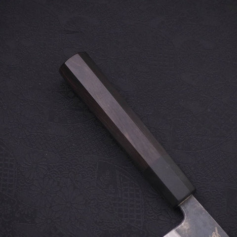 Gyuto Blue Steel #2 Kurouchi Damascus Buffalo Ebony Handle 210mm-[Musashi]-[Japanese-Kitchen-Knives]
