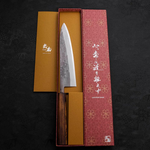 Gyuto Blue Steel #2 Nashiji Stainless Clad Sumi Urushi Handle 210mm-[Musashi]-[Japanese-Kitchen-Knives]