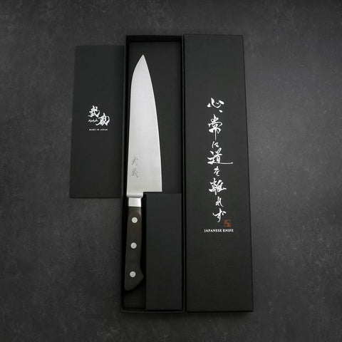 Gyuto Molybdenum Polished Western Black Handle 180mm-[Musashi]-[Japanese-Kitchen-Knives]