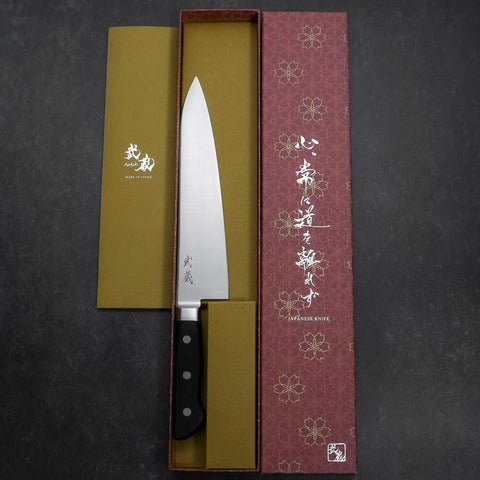 Gyuto Molybdenum Polished Western Black Handle 210mm-[Musashi]-[Japanese-Kitchen-Knives]