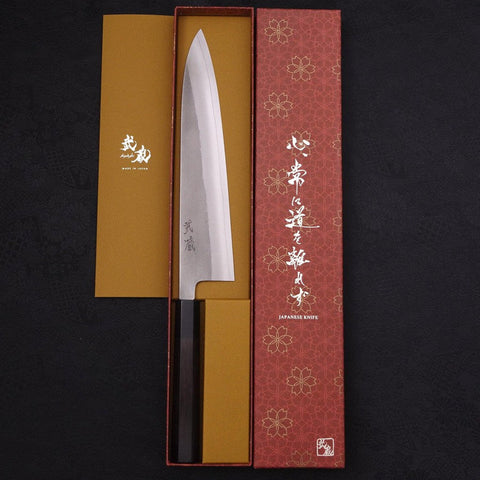 Gyuto SKD11 Nashiji Buffalo Ebony Handle 240mm-[Musashi]-[Japanese-Kitchen-Knives]