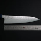 Gyuto SLD Wave Nickel Damascus Blue Urushi Handle 180mm-[Musashi]-[Japanese-Kitchen-Knives]