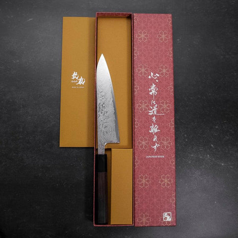 Gyuto SLD Wave Nickel Damascus Buffalo Ebony Handle 180mm-[Musashi]-[Japanese-Kitchen-Knives]