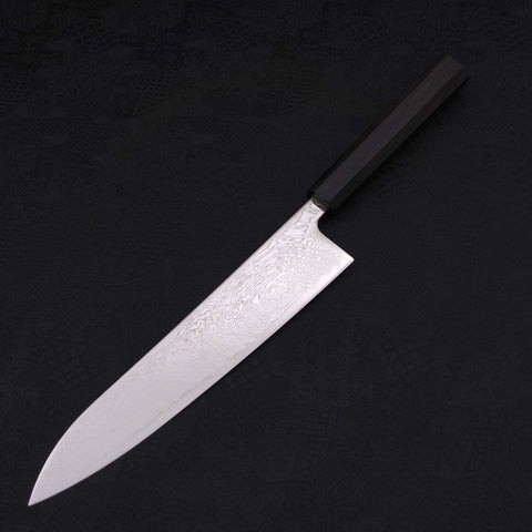 Gyuto SLD Wave Nickel Damascus Buffalo Ebony Handle 240mm-[Musashi]-[Japanese-Kitchen-Knives]