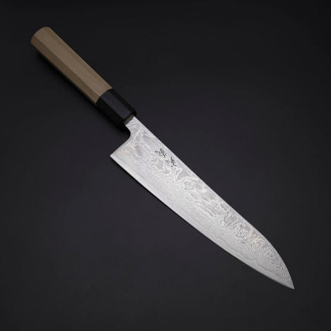 Gyuto SLD Wave Nickel Damascus Buffalo Magnolia Handle 210mm-[Musashi]-[Japanese-Kitchen-Knives]