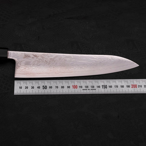 Gyuto SLD Wave Nickel Damascus Buffalo Teak Handle 210mm-[Musashi]-[Japanese-Kitchen-Knives]