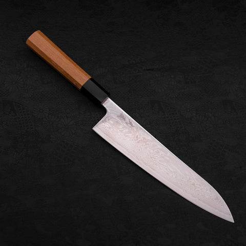 Gyuto SLD Wave Nickel Damascus Buffalo Teak Handle 210mm-[Musashi]-[Japanese-Kitchen-Knives]