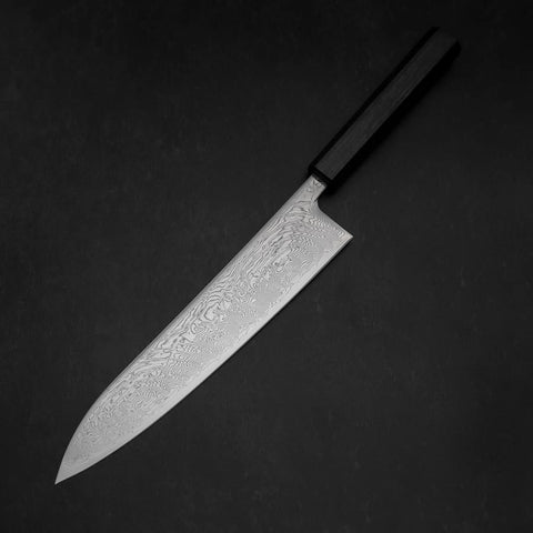 Gyuto SLD Wave Nickel Damascus Dark Blue Urushi Handle 240mm-[Musashi]-[Japanese-Kitchen-Knives]