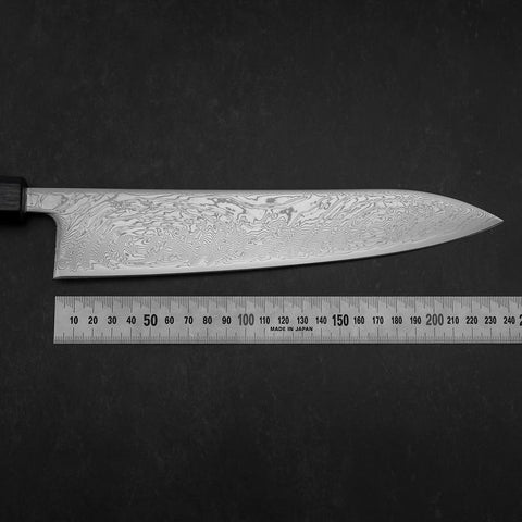 Gyuto SLD Wave Nickel Damascus Dark Blue Urushi Handle 240mm-[Musashi]-[Japanese-Kitchen-Knives]
