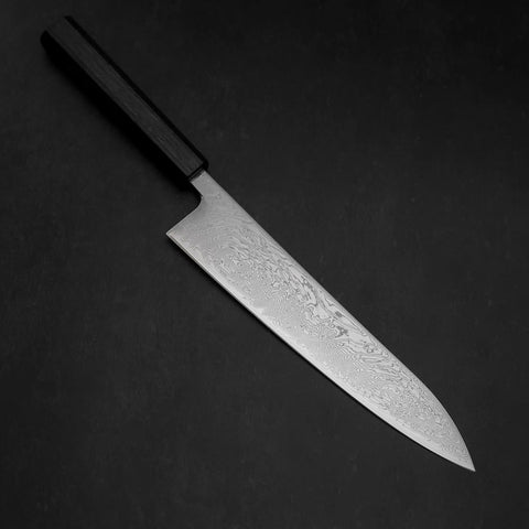 Gyuto SLD Wave Nickel Damascus Dark Blue Urushi Handle 240mm-[Musashi]-[Japanese-Kitchen-Knives]