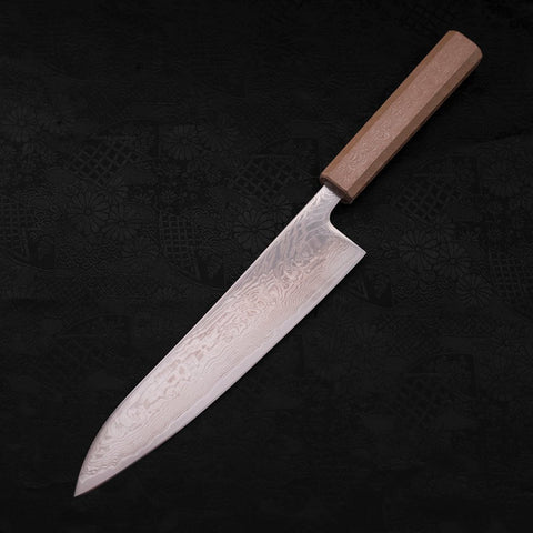 Gyuto SLD Wave Nickel Damascus White Urushi Handle 210mm-[Musashi]-[Japanese-Kitchen-Knives]
