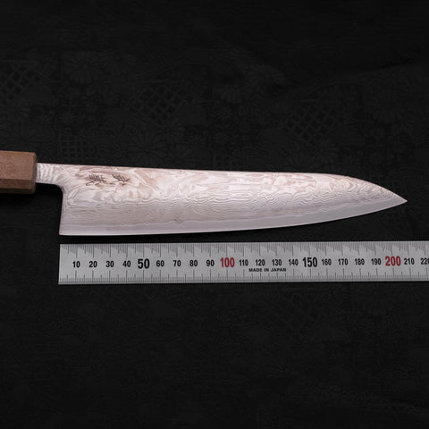 Gyuto SLD Wave Nickel Damascus White Urushi Handle 210mm-[Musashi]-[Japanese-Kitchen-Knives]