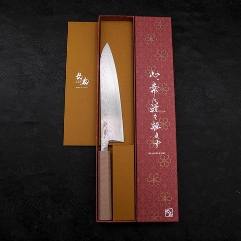 Gyuto SLD Wave Nickel Damascus White Urushi Handle 210mm-[Musashi]-[Japanese-Kitchen-Knives]