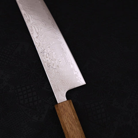 Gyuto SLD Wave Nickel Damascus Yaki Urushi Handle 210mm-[Musashi]-[Japanese-Kitchen-Knives]