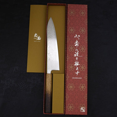 Gyuto SLD Wave Nickel Damascus Yaki Urushi Handle 210mm-[Musashi]-[Japanese-Kitchen-Knives]
