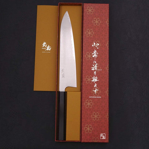 Gyuto Silver Steel #3 Damascus Buffalo Ebony Handle 240mm-[Musashi]-[Japanese-Kitchen-Knives]