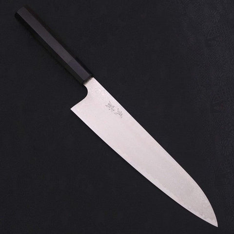 Gyuto Silver Steel #3 Damascus Buffalo Ebony Handle 240mm-[Musashi]-[Japanese-Kitchen-Knives]