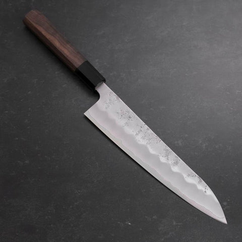 Gyuto Silver Steel #3 Nashiji Buffalo Walnut Handle 210mm-[Musashi]-[Japanese-Kitchen-Knives]