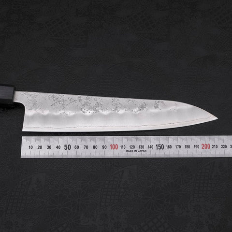 Gyuto Silver Steel #3 Nashiji Dark Blue Urushi Handle 210mm-[Musashi]-[Japanese-Kitchen-Knives]