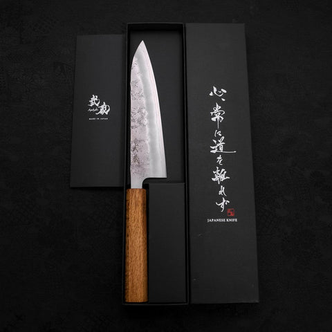 Gyuto Silver Steel #3 Nashiji Oak Handle 180mm-[Musashi]-[Japanese-Kitchen-Knives]