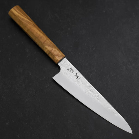 Gyuto Silver Steel #3 Nashiji Olive Handle 150mm-[Musashi]-[Japanese-Kitchen-Knives]
